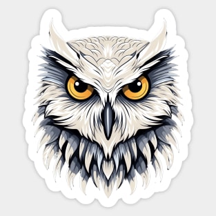 White Owl Head with Big Yellow Eyes Sticker